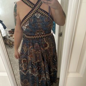 Bohemian Blue Paisley Dress